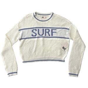 NWT SO oversized open knit Surf beach sweater sz XS white blue breezy swim cozy